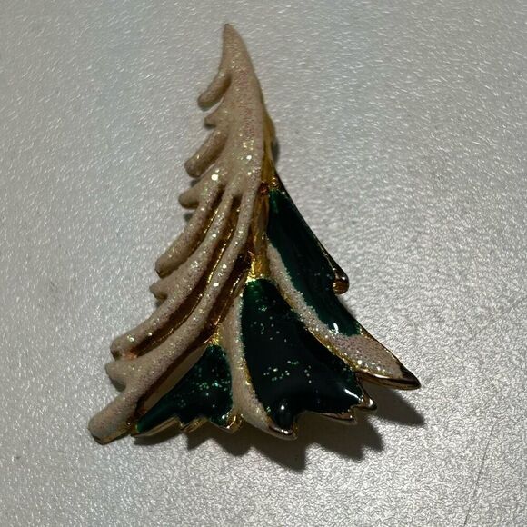 Lot Of 3 Christmas Theme Brooches Silver Gold-tone Angel Christmas Tree Snowman - Picture 5 of 8